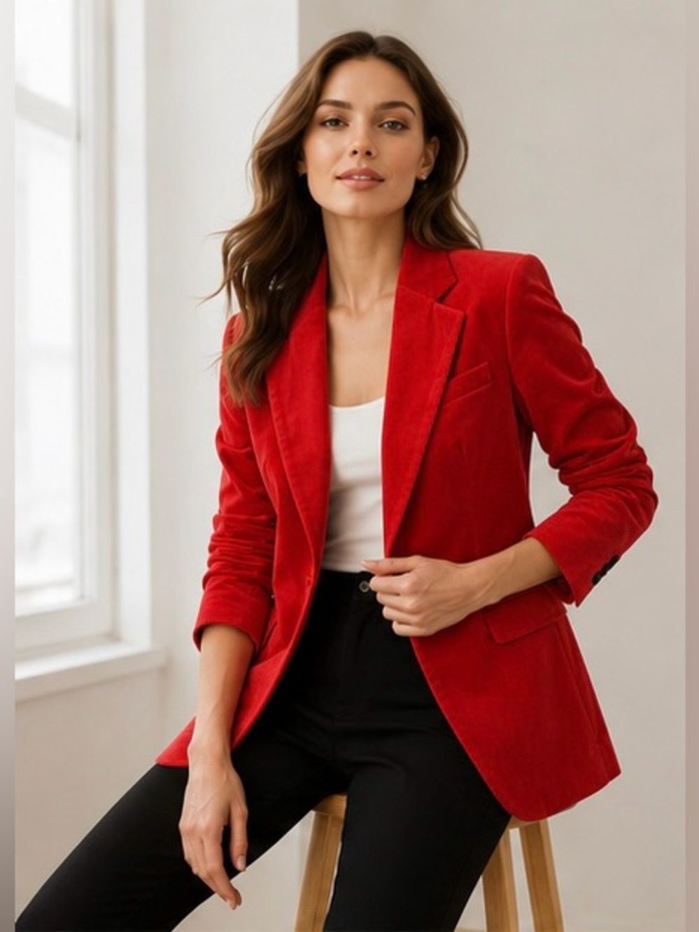 Theory Red Velvet one button Blazer XS